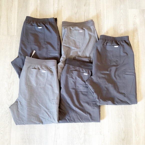 Woman’s Figs Scrub Pants Technical Collection Lot Of 5 XXL Grey Dark Grey Jogger